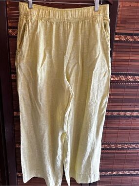 Tahari Yellow Green Linen L Pants